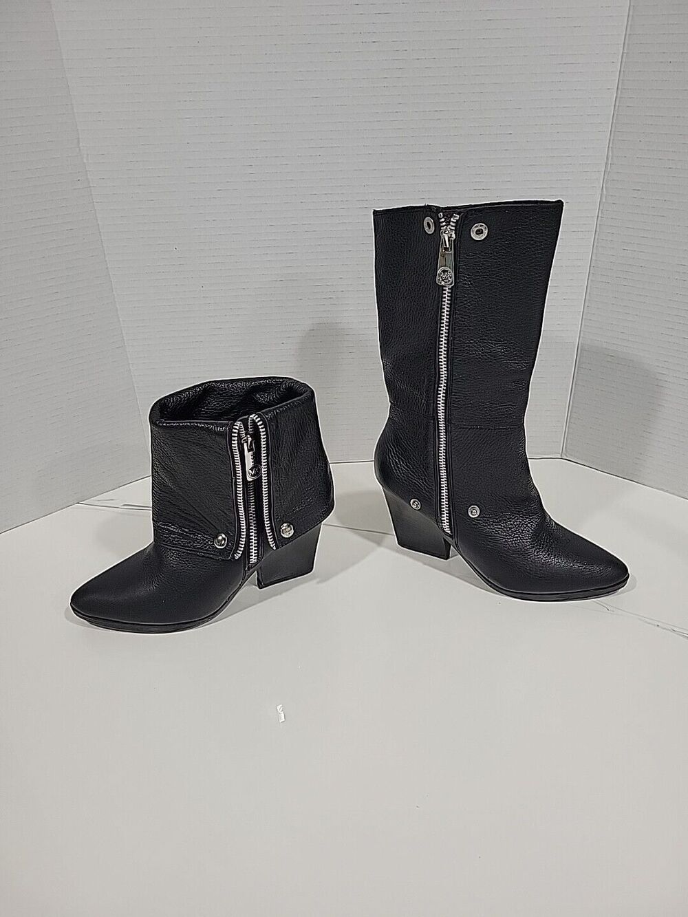 MICHAEL KORS Bassey Black Leather Convertible Boots Size 6M